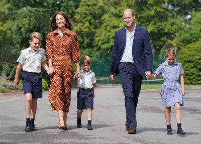 Kate Middleton, princas Williamas ir jų vaikai George‘as, Charlotte ir Louisas