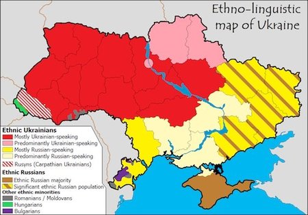 Etnolingvistinis Ukrainos žemėlapis (washingtonpost.com nuotr.)