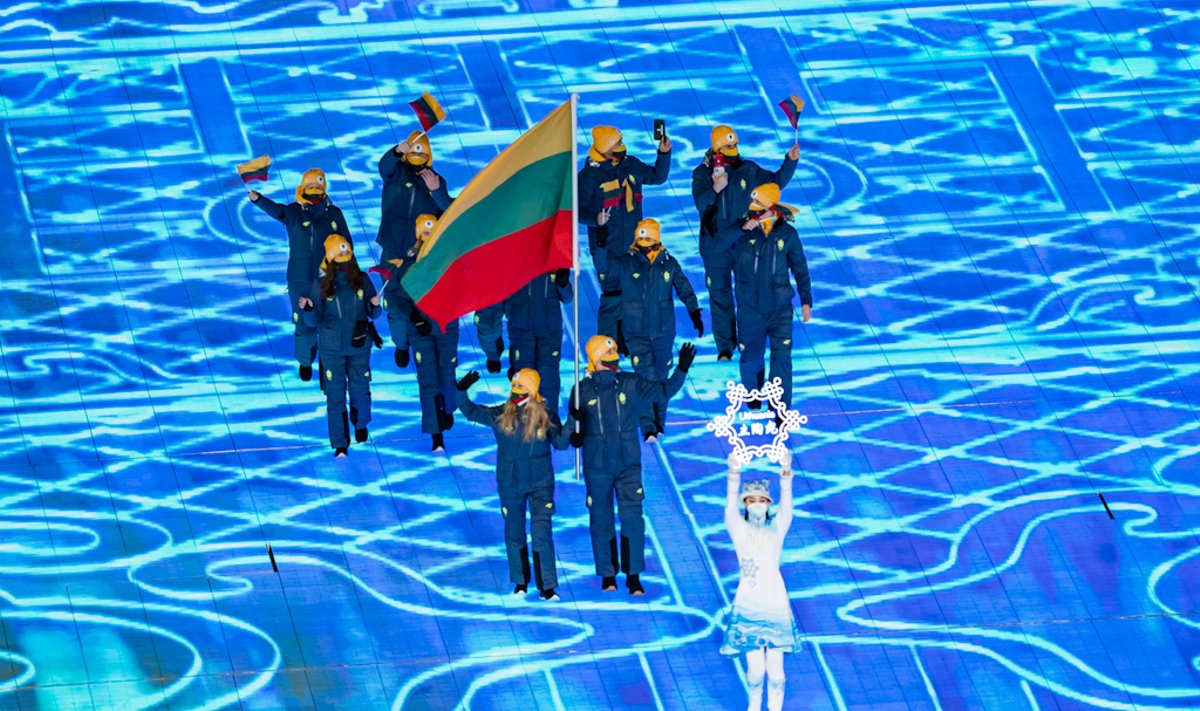 Pekino žiemos olimpinių žaidynių atidarymo ceremonija. Lietuvos delegacija