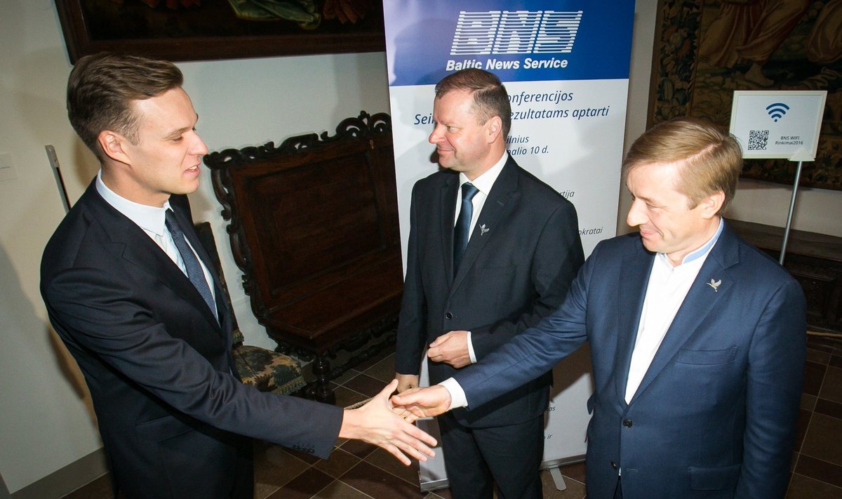 Gabrielius Landsbergis, Saulius Skvernelis and Ramūnas Karbauskis, day after the elections