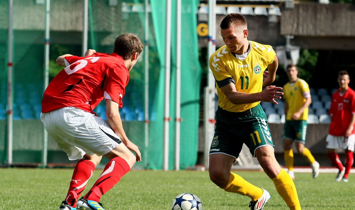 Draugiškos U-18 futbolo rungtynės Lietuva - Austrija