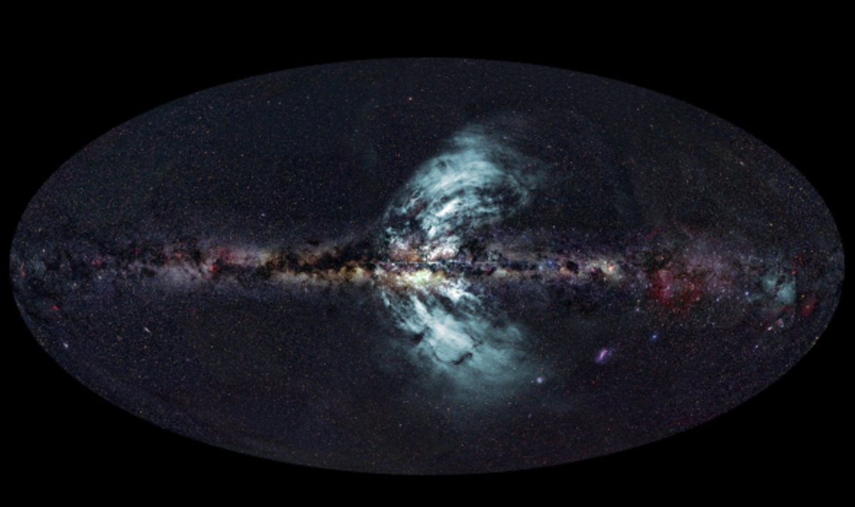 iš Paukščių tako centro trykštančio "geizerio" modelis (CSIRO nuotr.)
