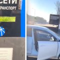 Prie Maskvos „nulaužta“ elektromobilių įkrovimo stotelė skelbia: „Slava Ukraini, Putin ch...lo“