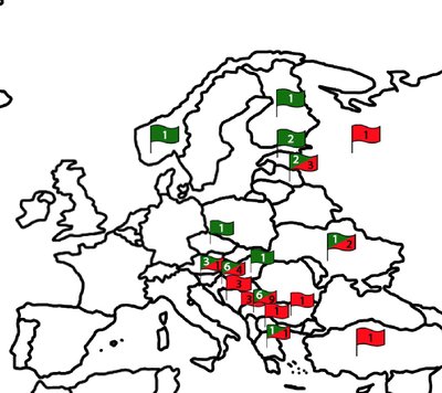 „Žalgirio“ ir „Lietuvos ryto“ legionierių iš Europos kilmės žemėlapis