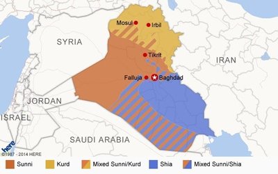 Religinis pasiskirstymas Irake: sunitai, šiitai, kurdai