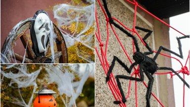 Panevėžiečiai savo kiemą pavertė Helovino parku: rankų darbo dekoracijomis stebina praeivius ir kaimynus