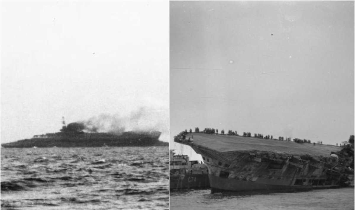 Paskutinės „HMS Courageous“ gyvavimo akimirkos /  „HMS Ark Royal“ skęsta 