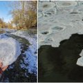 [Delfi trumpai] Lietuvos upės padovanojo retą ir įspūdingą reginį: vandens paviršiumi plaukė „ledo blynai“