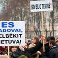 Maždaug šimtas Darbo partijos narių  protestavo Lukiškių aikštėje