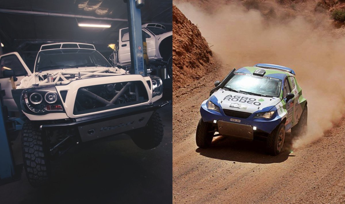 Lietuviški Dakaro automobiliai: "Mebar" (kairėje) ir "Seat Leon Dakar"