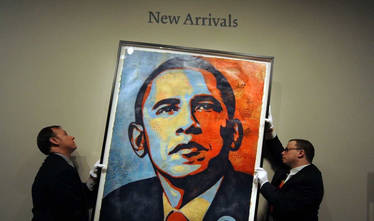 Shepardo Fairey kūrinys - Baracko Obamos portretas