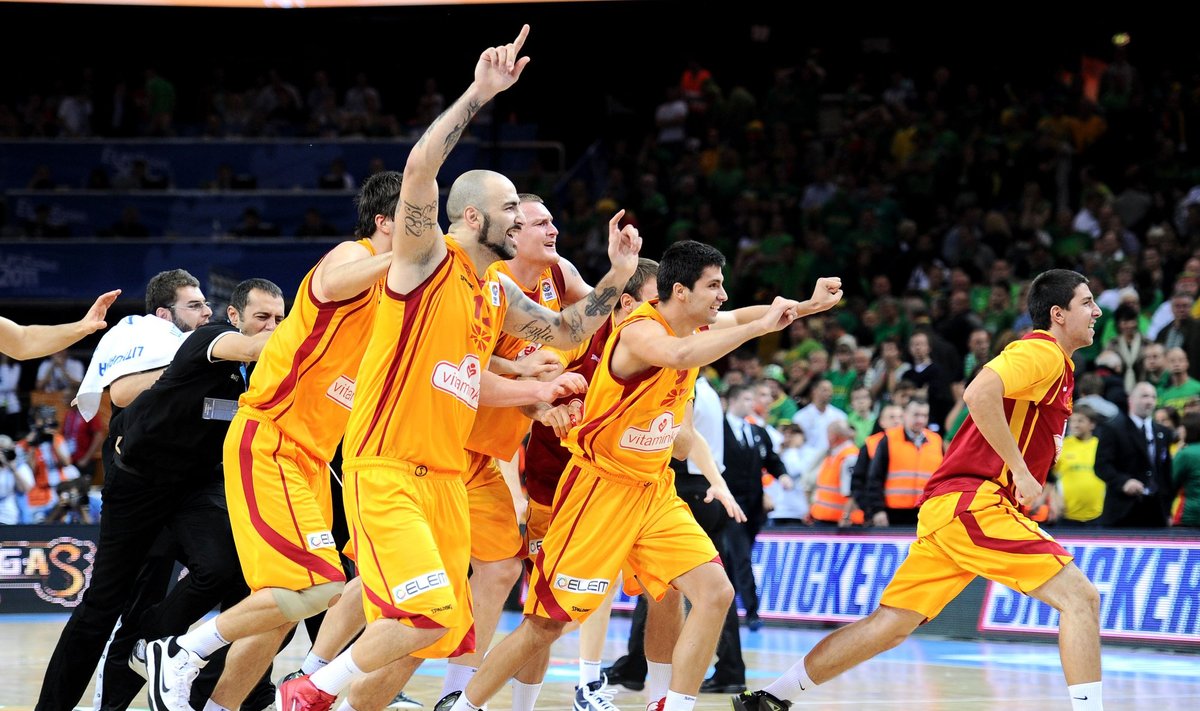 Makedonijos rinktinės žaidėjų džiaugsmas