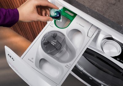 UniversalDose skalbimo priemonių stalčius (Electrolux nuotr.)