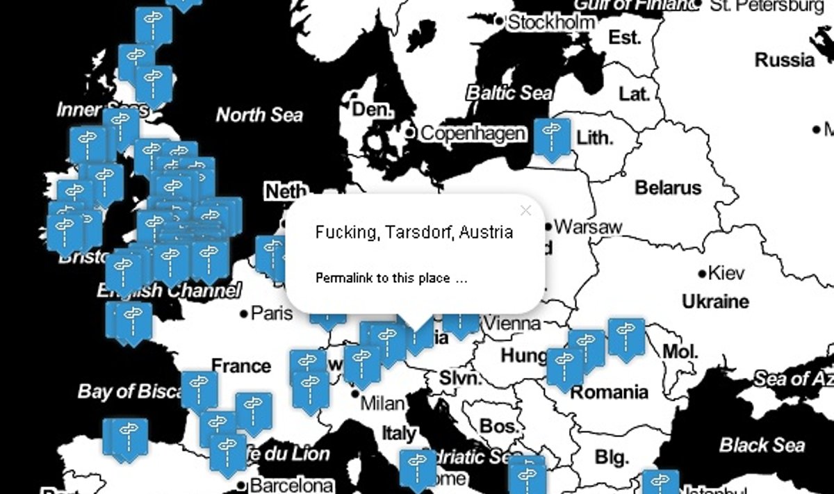 Vulgarių vietovardžių žemėlapis
