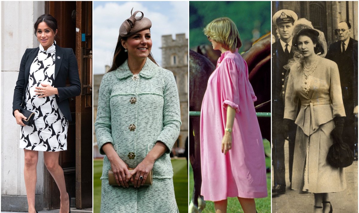 Kaip per laiką keitėsi karališkosios šiemos moterų nėštukių apranga:  nuo karalienės Elžbietos II iki Meghan Markle