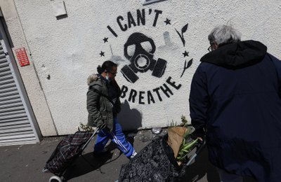 George Floyd nužudymas, grafiti ant sienos „Aš negaliu kvėpuoti“