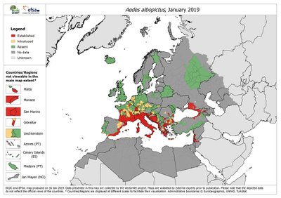 European Centre for Disease Prevention and Control and European Food Safety Authority. Mosquito maps [internet]. Stockholm: ECDC; 2019. Available from: https://ecdc.europa.eu/en/disease-vectors/surveillance-and-disease-data/mosquito-maps
