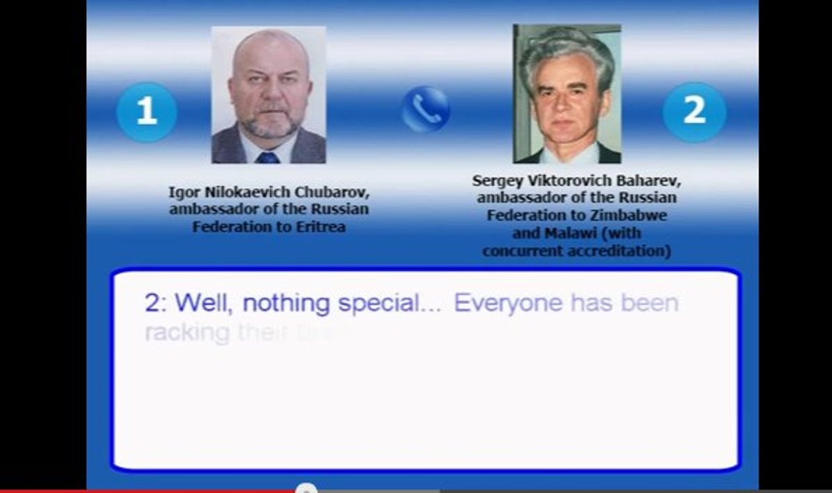 Rusijos ambasadoriai Igoris Chubarovas ir Sergejus Baherevas kalba telefonu