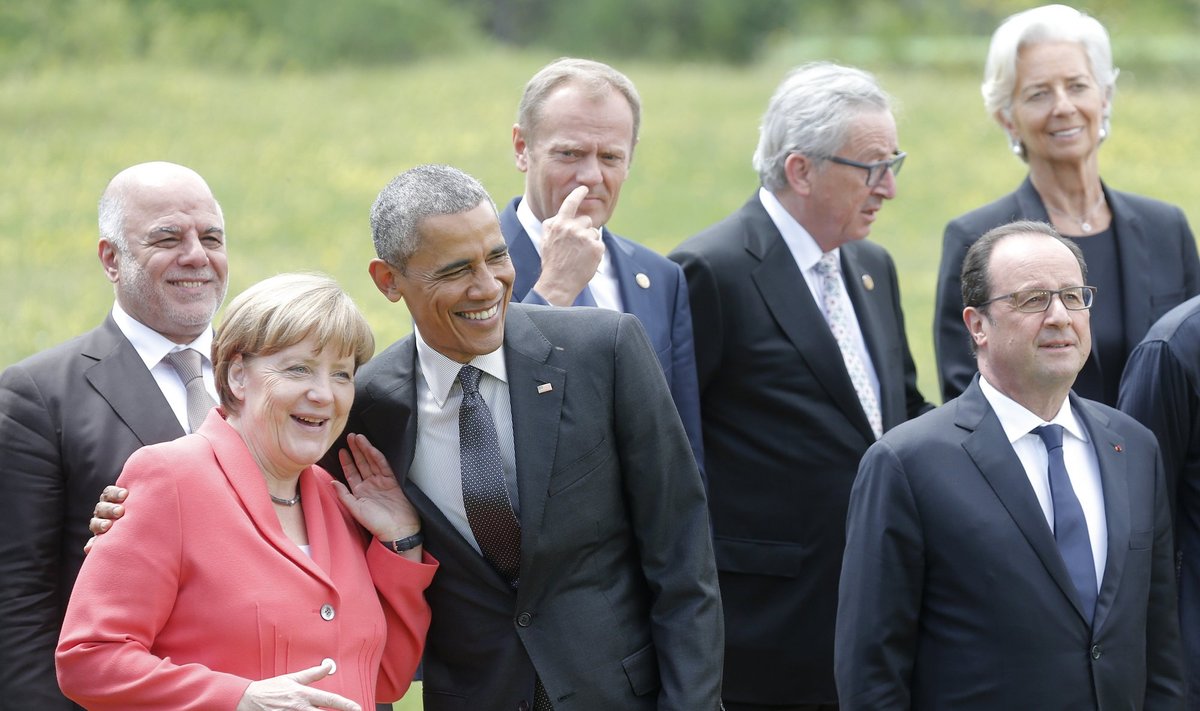 Haideras al-Abadi, Angela Merkel, Barackas Obama, Donaldas Tuskas, Jeanas Claude'as Junckeris, Francois Hollande'as, Christine Lagarde