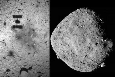 Hayabusa2 erdvėlaivis parskraidino mėginius iš Ryugu asteroidi. JAXA/EPA/NASA/Goddard/University of Arizona nuotr.