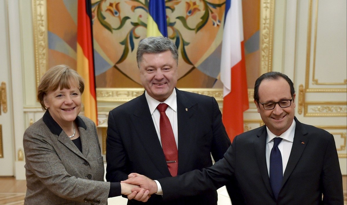 Angela Merkel, Petro Porošenka, Francois Hollande'as