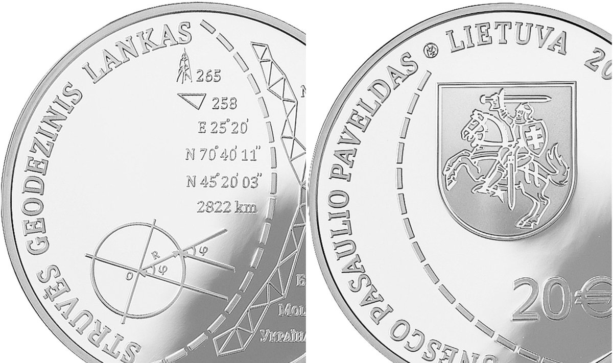 Struvės lankas Lietuvos banko monetoje