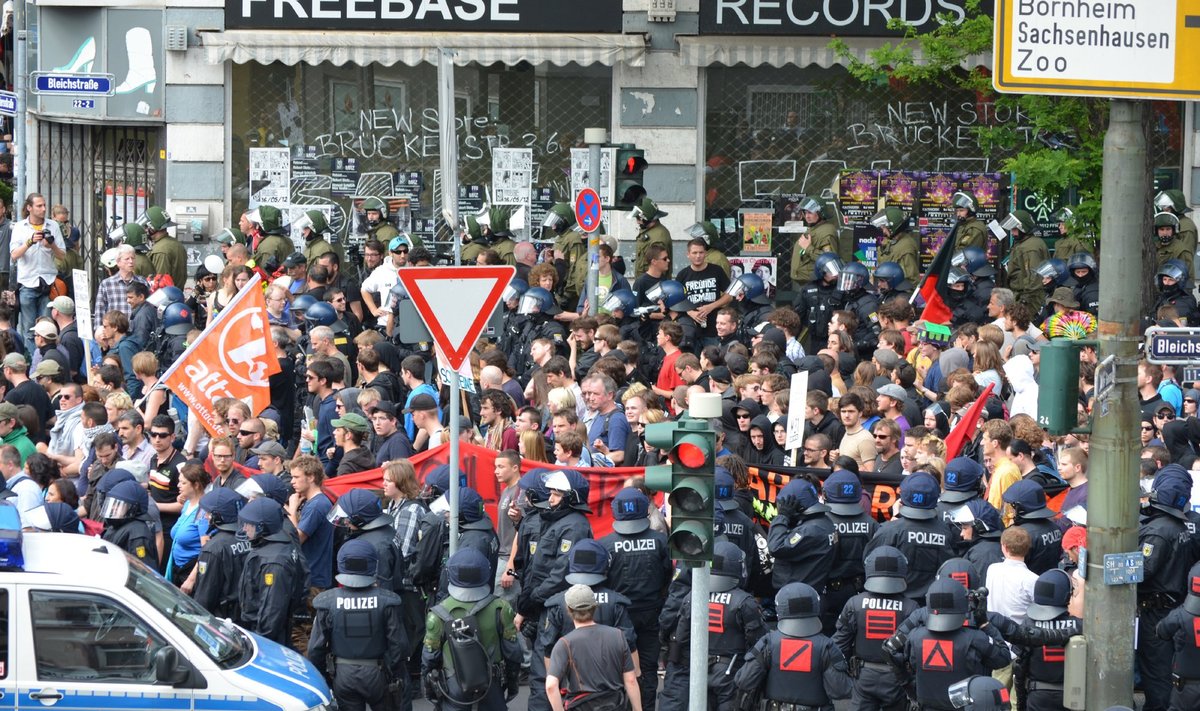 Protestas Frankfurte. Mindaugo Bartulio nuotr.