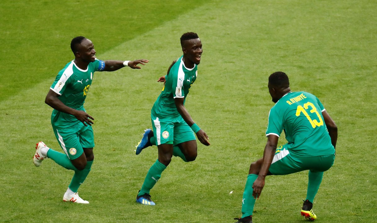 Senegalo rinktinė džiaugiasi Idrissa Gana Gueye įvarčiu