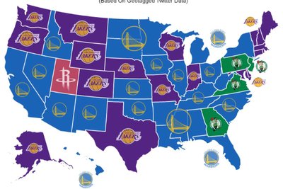 Nekenčiamiausių NBA komandų žemėlapis (Foto: zcodesystem.com)