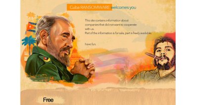 „Cuba Ransomware“ puslapis tamsiajame internete