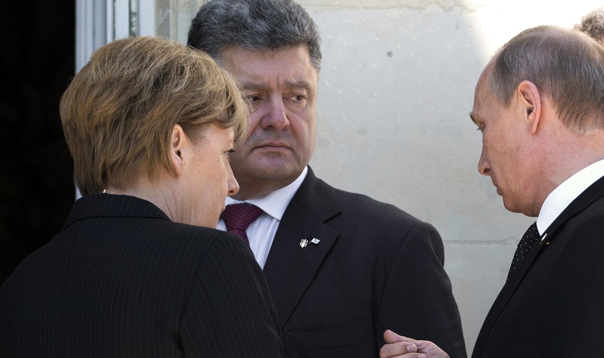 Angela Merkel, Vladimiras Putinas, Piotras Porošenko