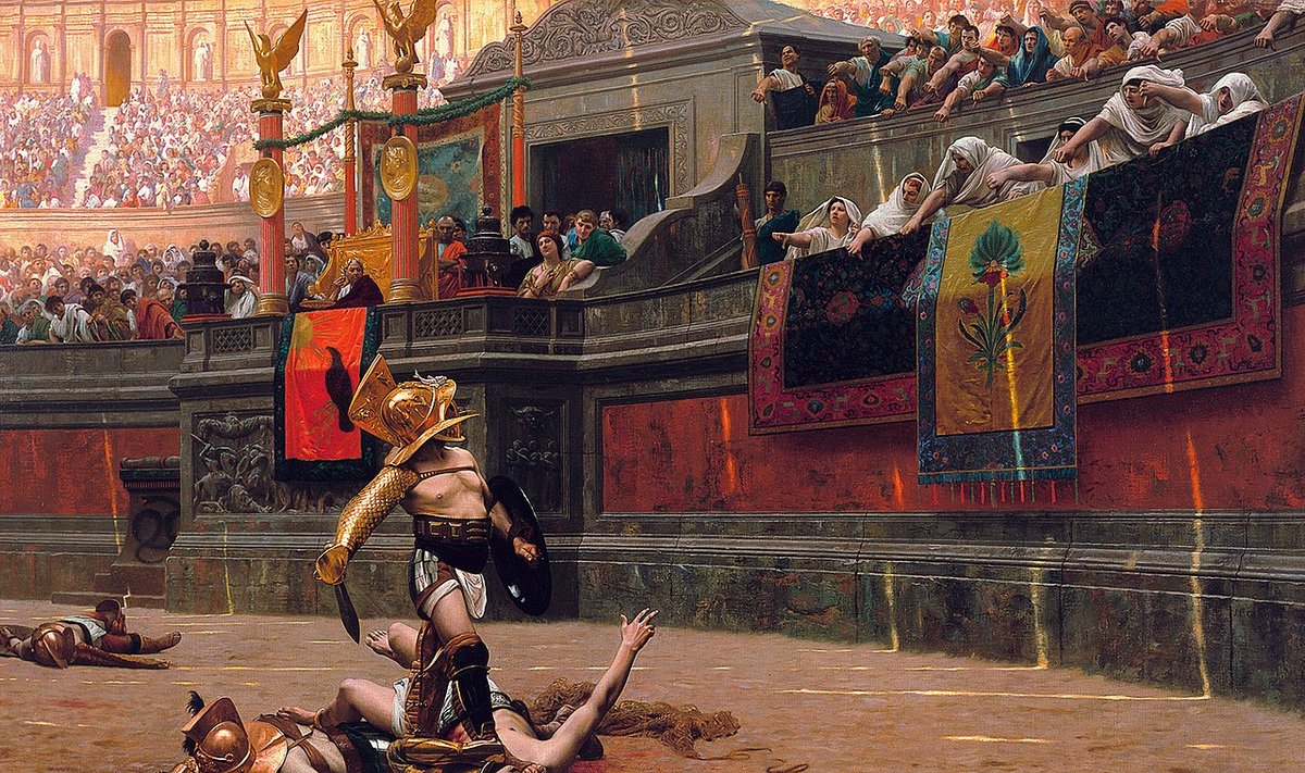 1872-ųjų paveikslas, vaizduojantis gladiatoriaus pasmerkimą