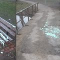Vilkaviškyje – vandalų išpuolis: nukentėjo ir suolelis, ir tiltelis