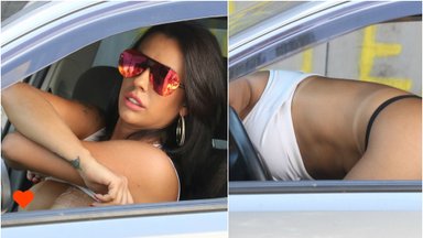 Brazilų pornožvaigždė užklupta persirenginėjanti automobilyje