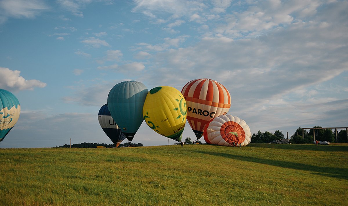 Hot-air balloons in Lithuanian country side