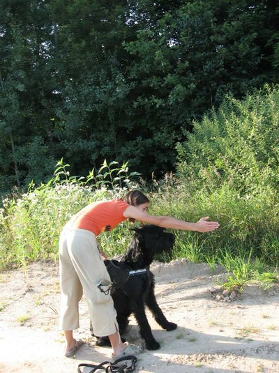 Daiva Gapsevičiūtė keturkojui nurodo bėgimo kryptį  / Mokyklos "Dresuok šunį" nuotr. 