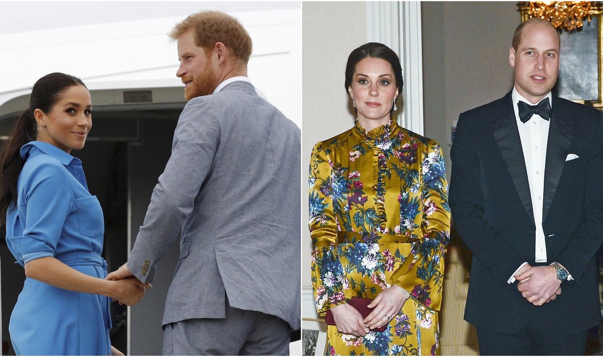 Princas Harry ir jo žmona Meghan Markle, princas Williamas ir jo žmona Kate Middleton 