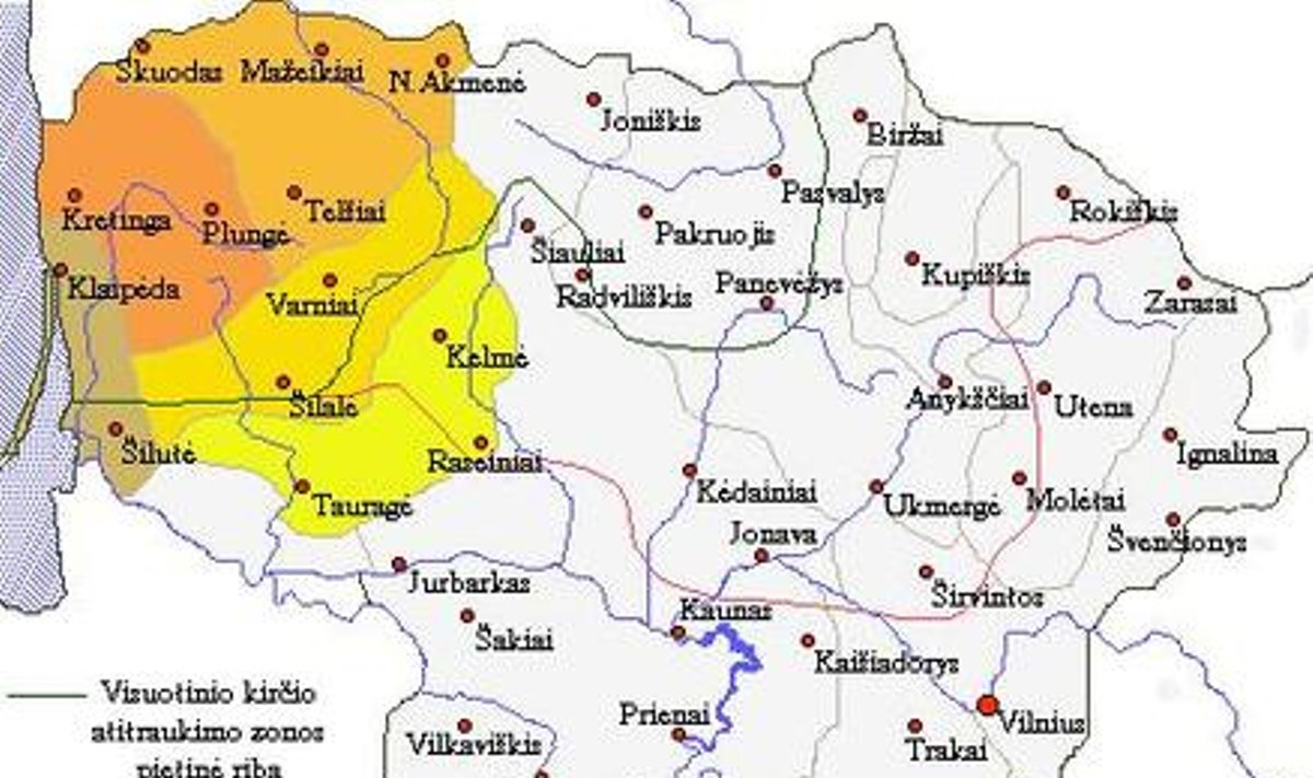 žemaičių kalbos dialektų žemėlapis
