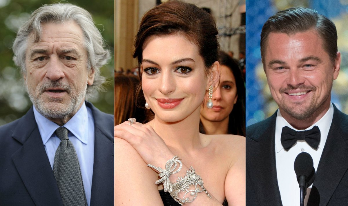 Robertas De Niro, Anne Hathaway, Leonardo DiCaprio