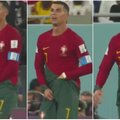 Fanai gūžčioja pečiais: ką išsitraukęs iš šortų valgė Ronaldo? (keistas vaizdelis)