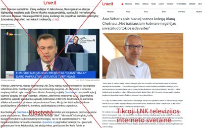 Kairėje - sukčių sukurta interneto svetainė, dešinėje - tikroji LNK televizijos interneto svetainė