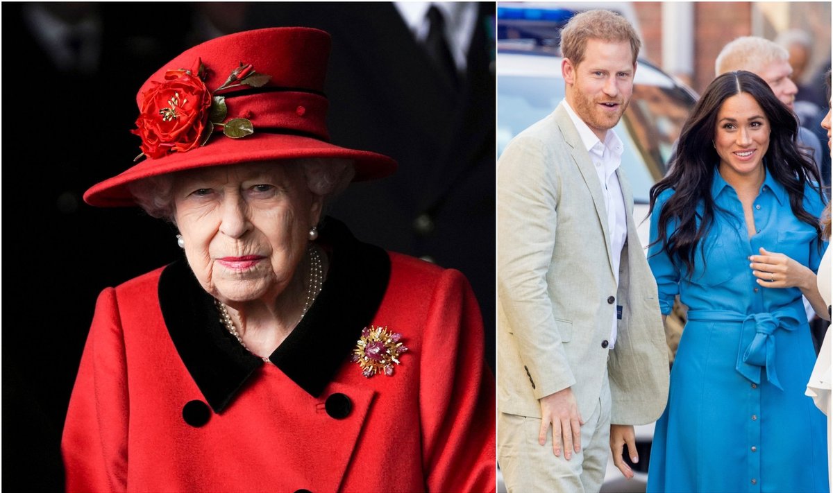 Karalienė Elizabeth II, princas Harry ir Meghan Markle
