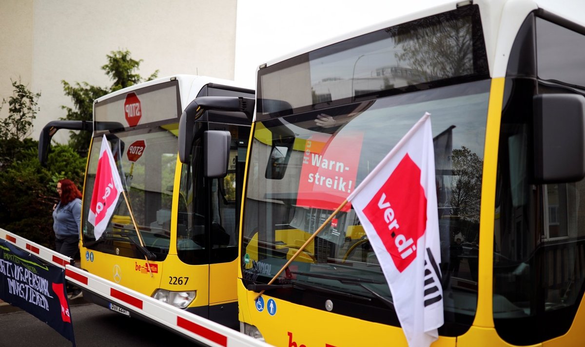 Vokietijoje vyksta visuotinis viešojo transporto darbuotojų streikas