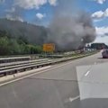 В Вильнюсе недалеко от Гарюнайского рынка загорелся грузовик