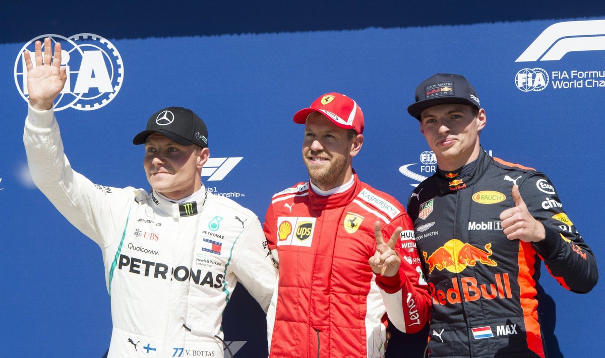 Sebastianas Vettelis, Maxas Verstappenas ir Valteri Bottas