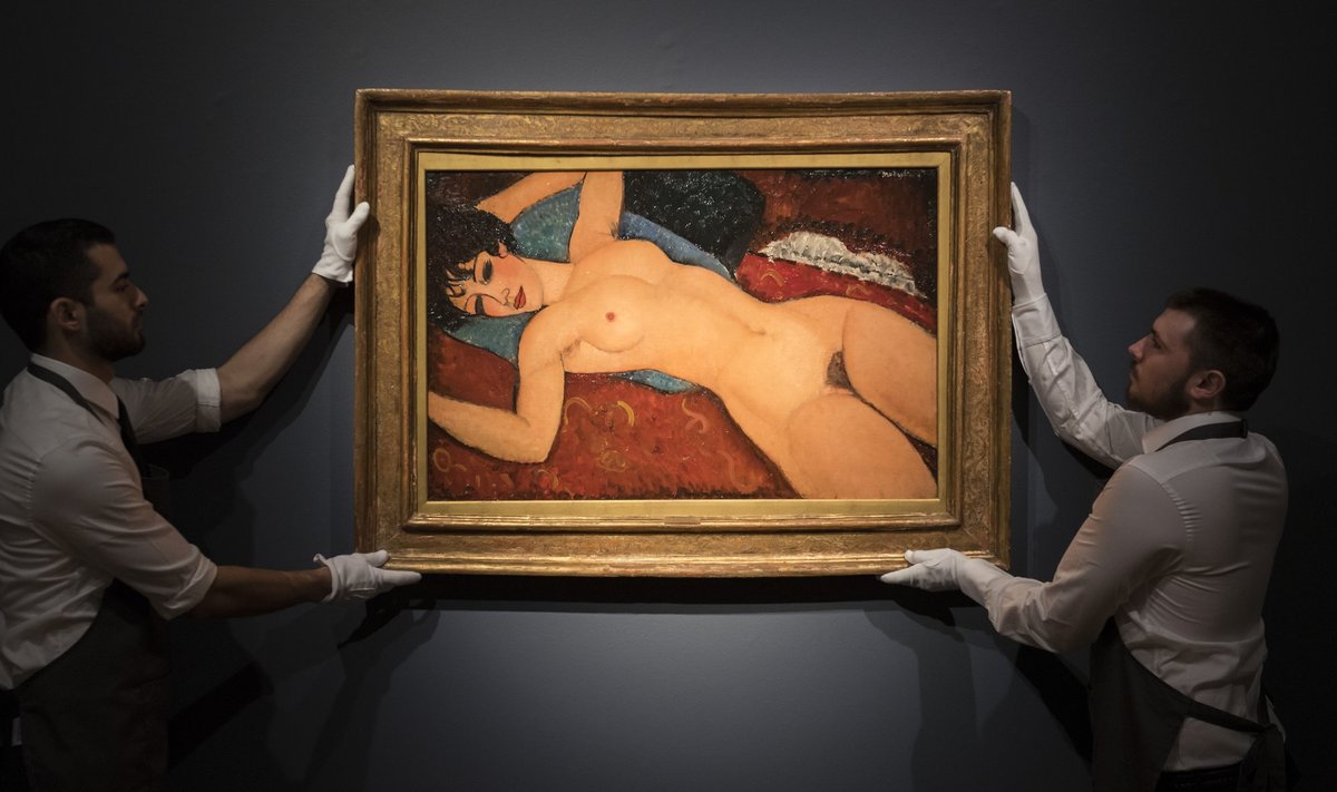 Amedeo Modigliani paveikslas "Apsinuoginusi gulinti moteris"