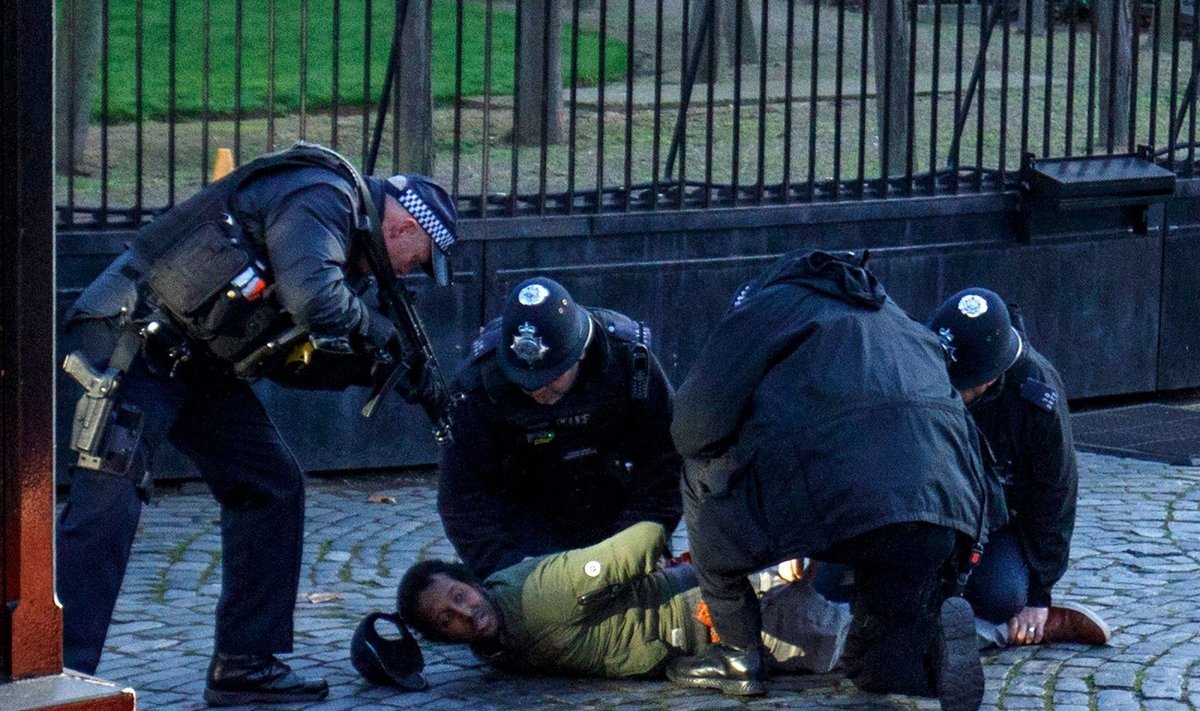 Ginkluota policija prie britų parlamento sulaikė įtartiną vyrą