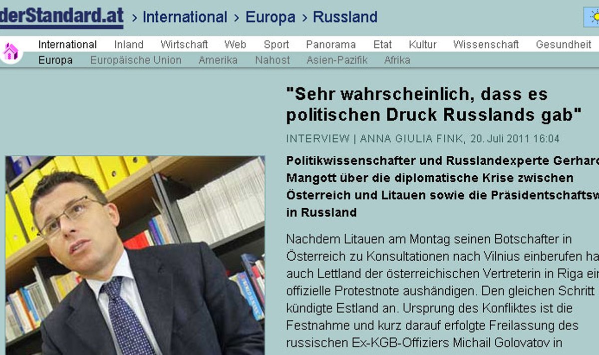 Politologo G.Mangotto interviu  austrų dienraščiui „Der Standard“ 