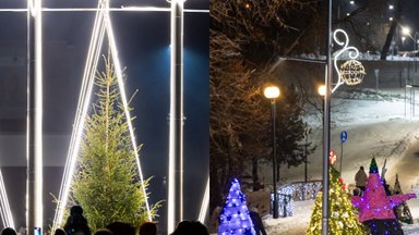 Molėtuose sužibo Kalėdų žaliaskarė: kviečia į tūkstančio žvaigždžių miestą ir eglučių alėją