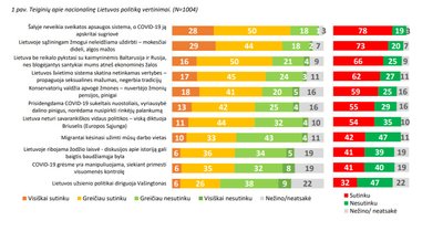 Teiginių apie nacionalinę Lietuvos politiką vertinimai